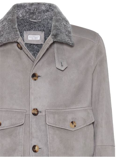 Light grey suede bomber Brunello Cucinelli | MPMLV1952CIX15